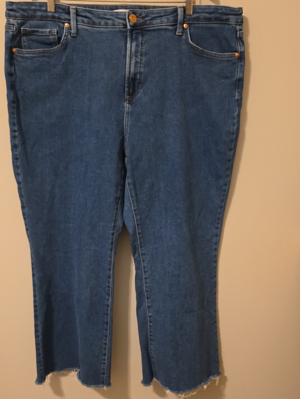LC Lauren Conrad Super High Rise Flare Raw Hem Jeans